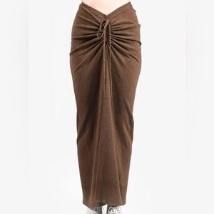 Christopher Esber Brown Cashmere Ruched Maxi Skirt